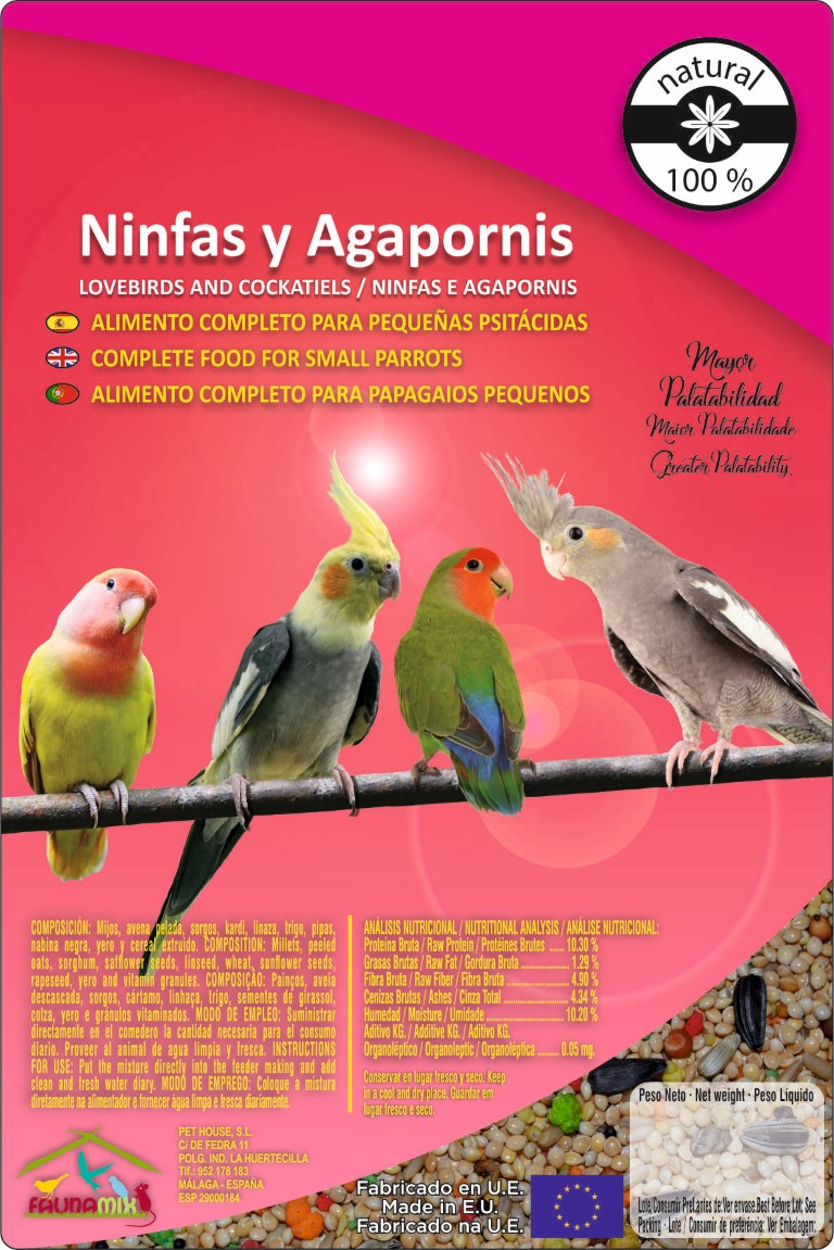 ALIMENTO PARA NINFAS Y AGAPORNIS 4,6 L.