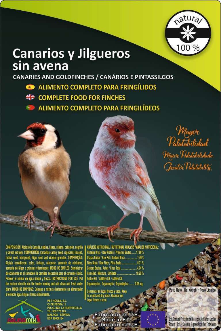 Mixtura de semillas premium sin avena, para aves granívoras 4,6l